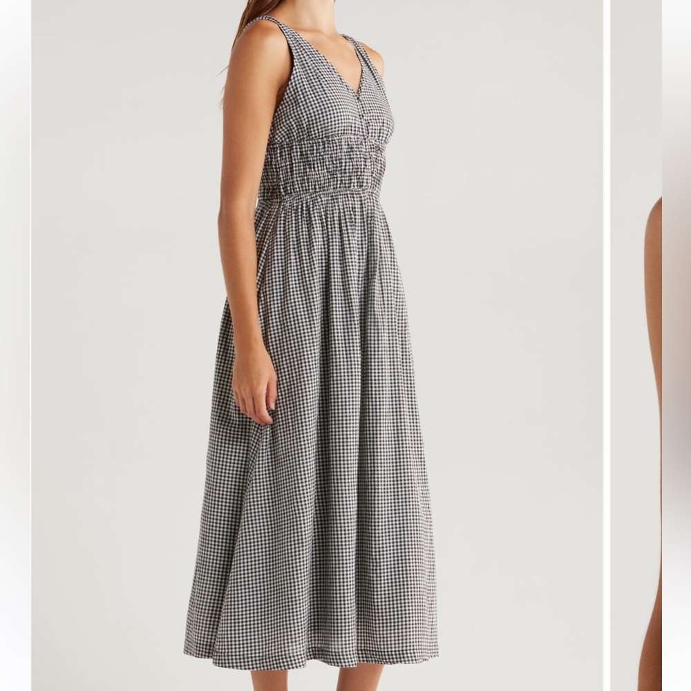 Lucky Brand V-Neck Smocked Waist Midi Dress - Picture 6 of 16